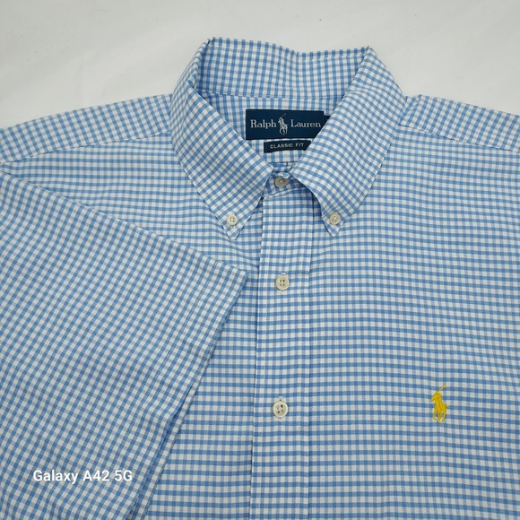 Ralph Lauren Other - Ralph Lauren Mens XL Classic Fit Gingham Short Sleeve Button Down Shirt Bl/white